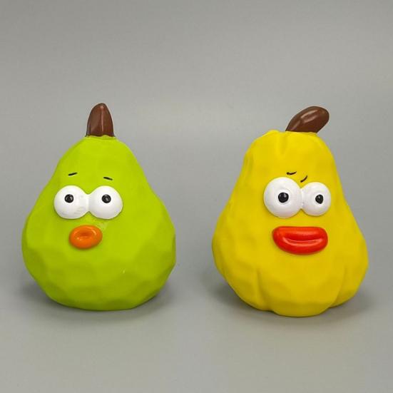 Boredom Relief Pet Toy Squeaky Pear Dog Toy, Latex Chew Anxiety Interactive Fetch Teeth Cleaning for Aggressive Chewers Durable Teething