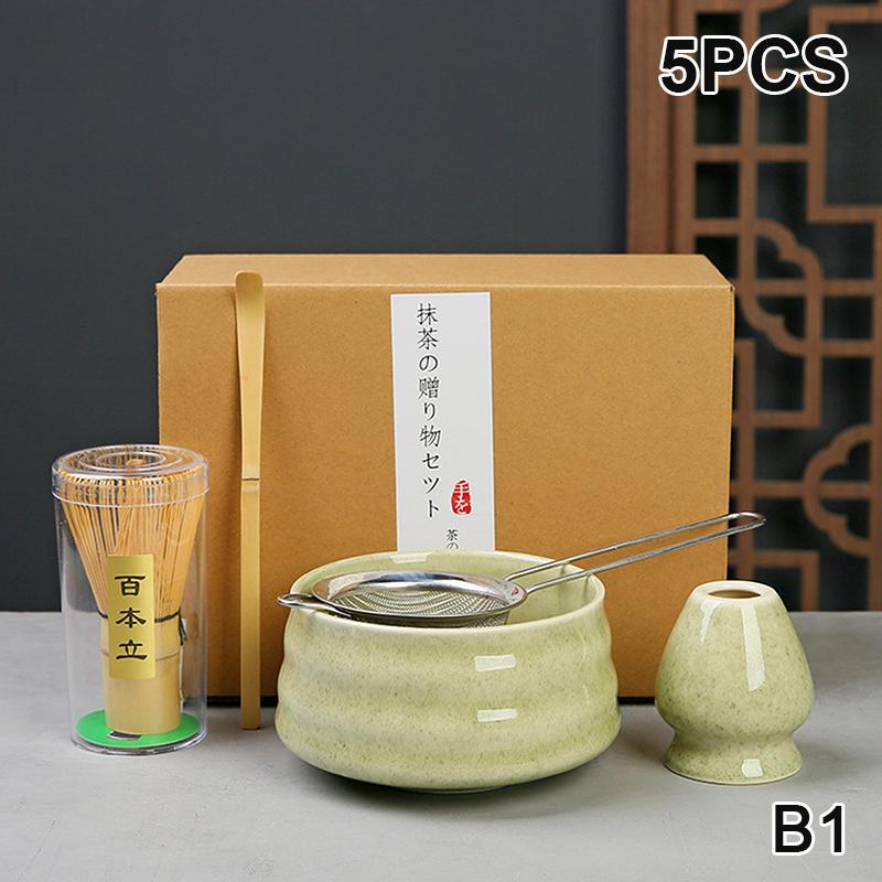 5/6Pcs Matcha Tea Set Bamboo Whisk Teaspoon Sieve Matcha Ceramic Bowl Matcha Whisk Japanese For Tea Lovers Tea-Making Tools