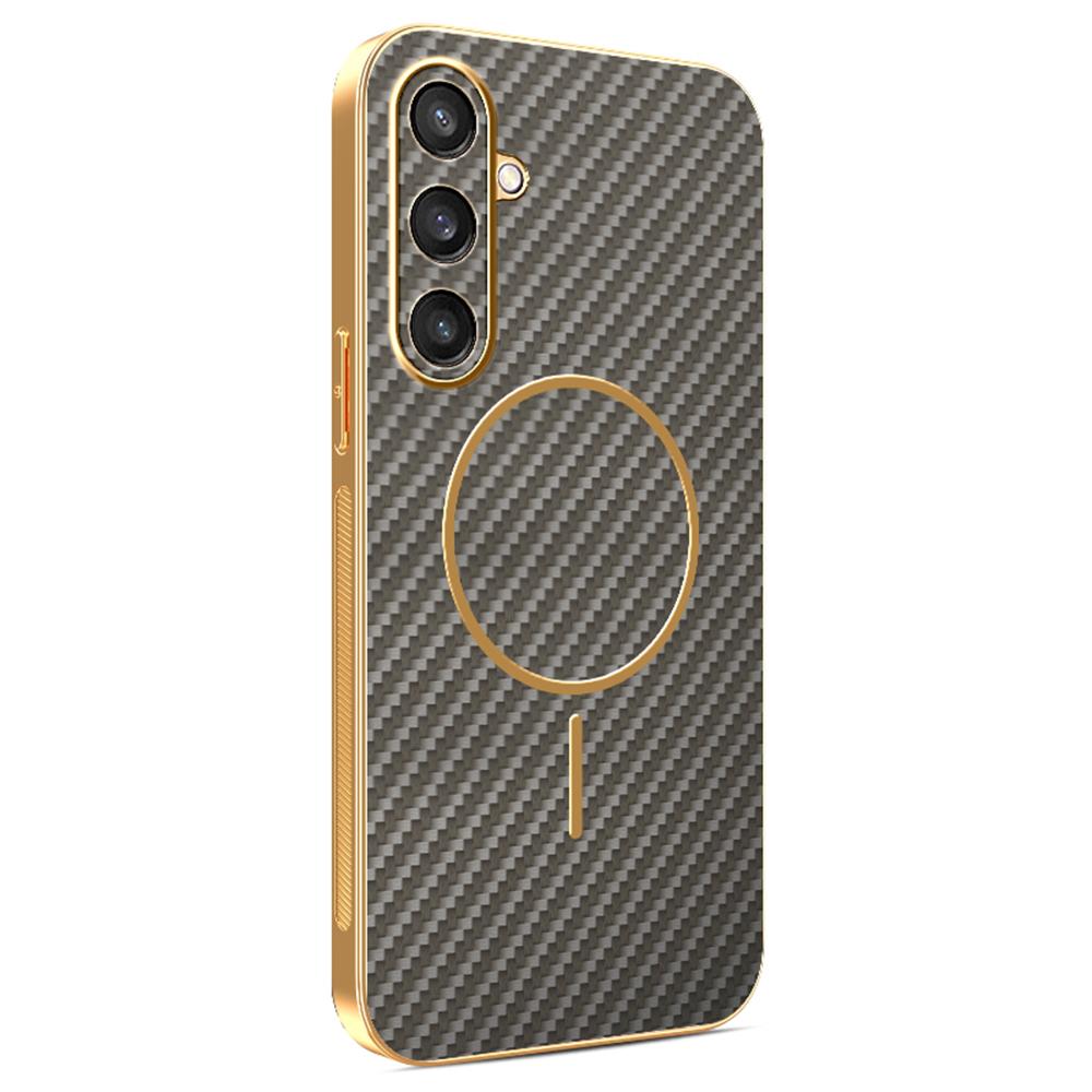 For Samsung Galaxy S26 Case Carbon Fiber Textured Electroplated TPU Phone Back Cover