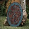 Viking kígyók pajzs, Viking faldekoráció, fából készült falfestmény, kézzel készített lakberendezés, apák napi ajándék neki, kézzel készített ajándék neki, falvédők