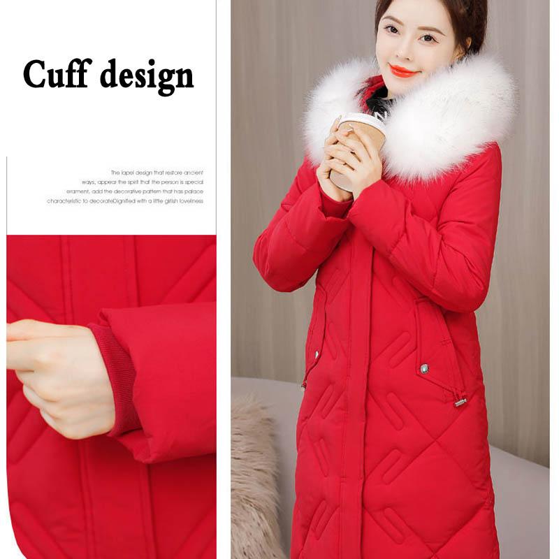 Down Padded Jacket Women's Mid-length Winter Fit Slimming Big Fur Collar Padded Padded Jacket