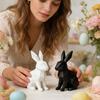 3D Printed Geometric Easter Bunny Statue, Modern Minimalist Bunny Figurine For Home Decor
