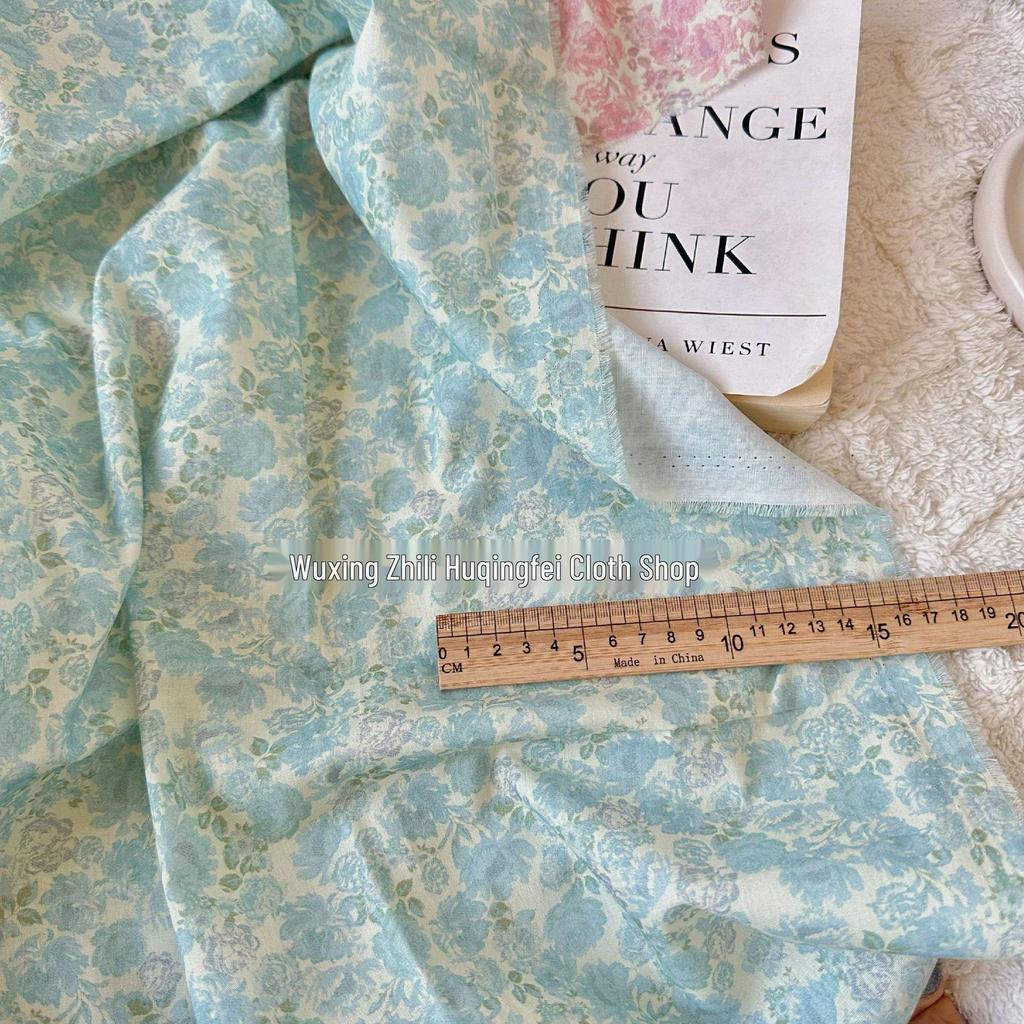 Digital Print Vintage Korean Style Floral 100% Cotton Fabric for Women's & Children's Loungewear DIY