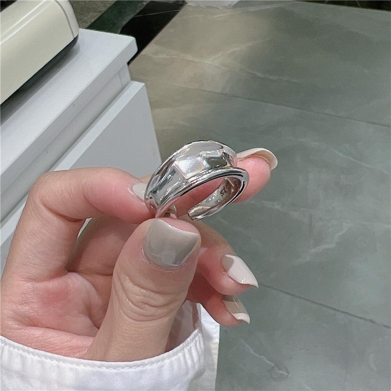 S925 Sterling Silver Textured Irregular Streamline Ring, Korean Vintage Chic Style, INS-inspired Blogger Jewelry.