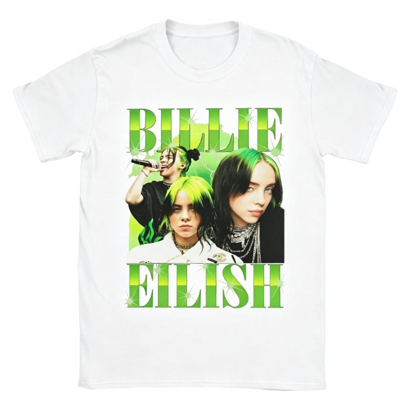 Unisex Green Hair Billie Eilish TShirt Soft Cotton Crew Neck Short Sleeve High Street Pop Singer Casual Graphic Top