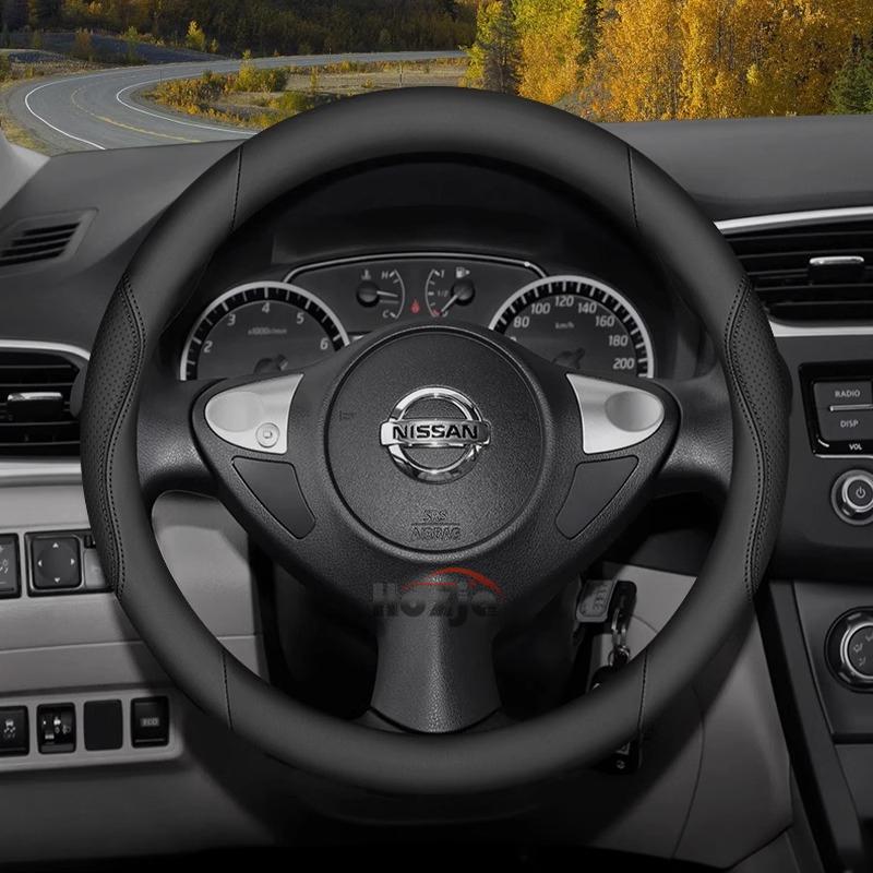 Leather Car Steering Wheel Cover for Nissan Qashqai J11 J10 J12 Tiida Juke F15 Navara D40 X-trail T30 T31 T32 T33 Pathfinder R51