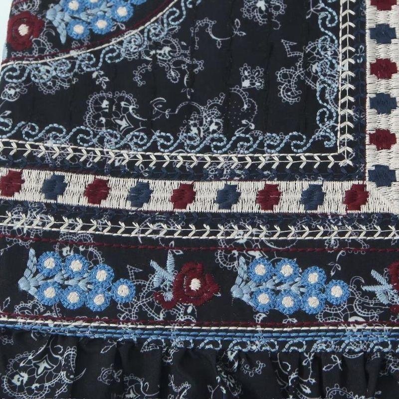Kaslead New Arrival Women's Clothing Fashion Style Minimalist Retro Machine Embroidery Flounce Ethnic Style Vest