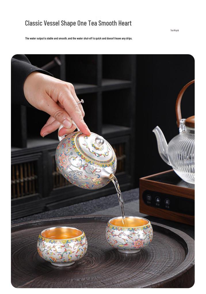 Dunhuang Silver Sterling Gongfu Tea Set - High-End Ceramic Gift