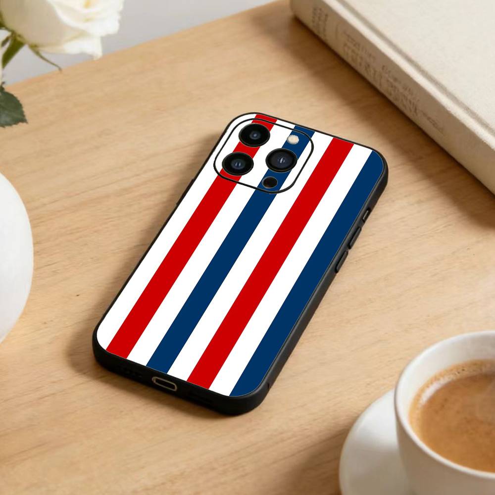 Burgundy White Stripe  Phone Case For iPhone17,16,15,14,13,12 Plus,Max Soft Silicone Black Cover