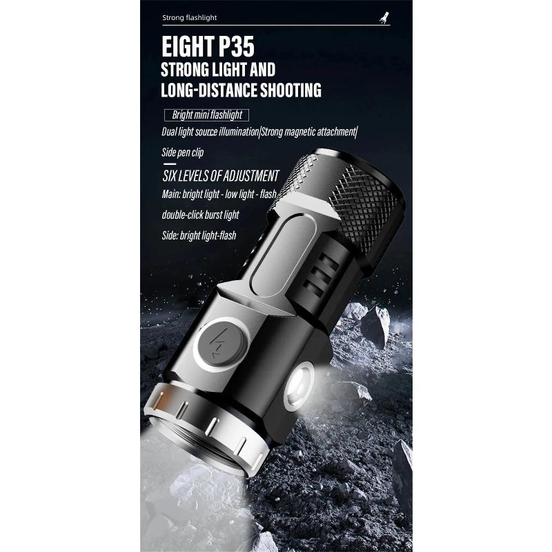 New Ultra Powerful Flashlight 4/6/8*P35 LED Mini Super Bright Torch USB Rechargeable Waterproof Light With Magnet Emergency Lamp