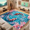 Koi Fish Theme Soft Crystal Velvet Rug Custom Name & Text Print Non Slip Floor Rug for Bedroom Living Room
