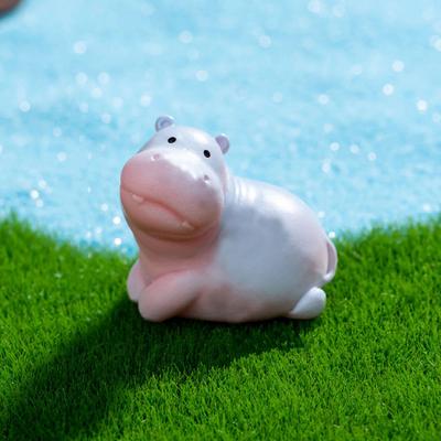 Yousheng Miniature Hippopotamus Figurine Mini Cartoon Hippo Ornament DIY Microlandscape Fairy Garden Animal Resin Statue Decoration Ornament