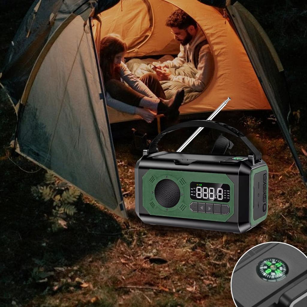Emergency Crank Radio Portable AM FM WB Weather Radio with SOS Alert Hand Crank Solar Power 12000mAh Battery USB