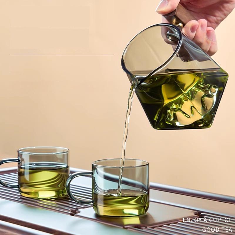 Tea Cup 350ml Pyrex Tea Set Accessories Chinese Kung Fu Cup With Handle Fair Cup Handmade Teapot Filter Tea Set