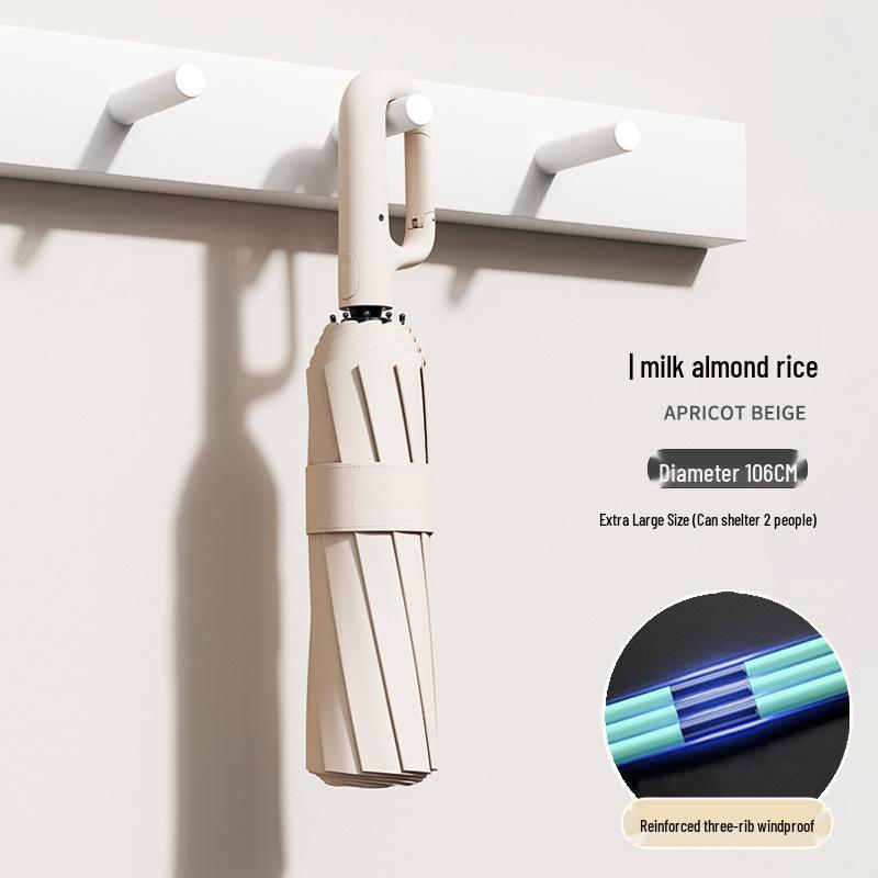 Automatic Buckle Women’s Umbrella: Windproof, Reinforced, Sun & Rain UV Protection