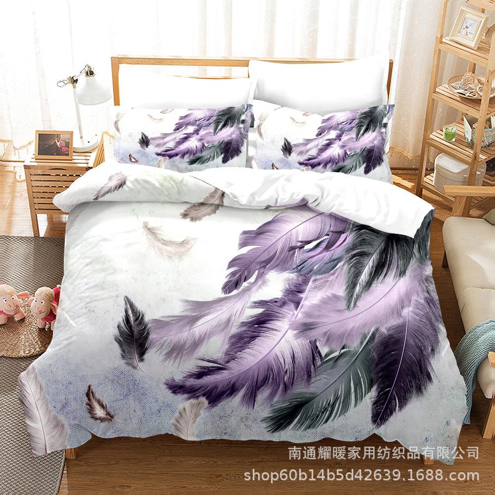 3D Digital Printing Bedding Four-Piece Set Three-Piece Set Feather Sheet Quilt Pillow
