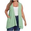 Women's Open Front Cardigans Loose Summer Sleeveless Tank Tops Loose Fit Casual Coverups Shirts With Pockets