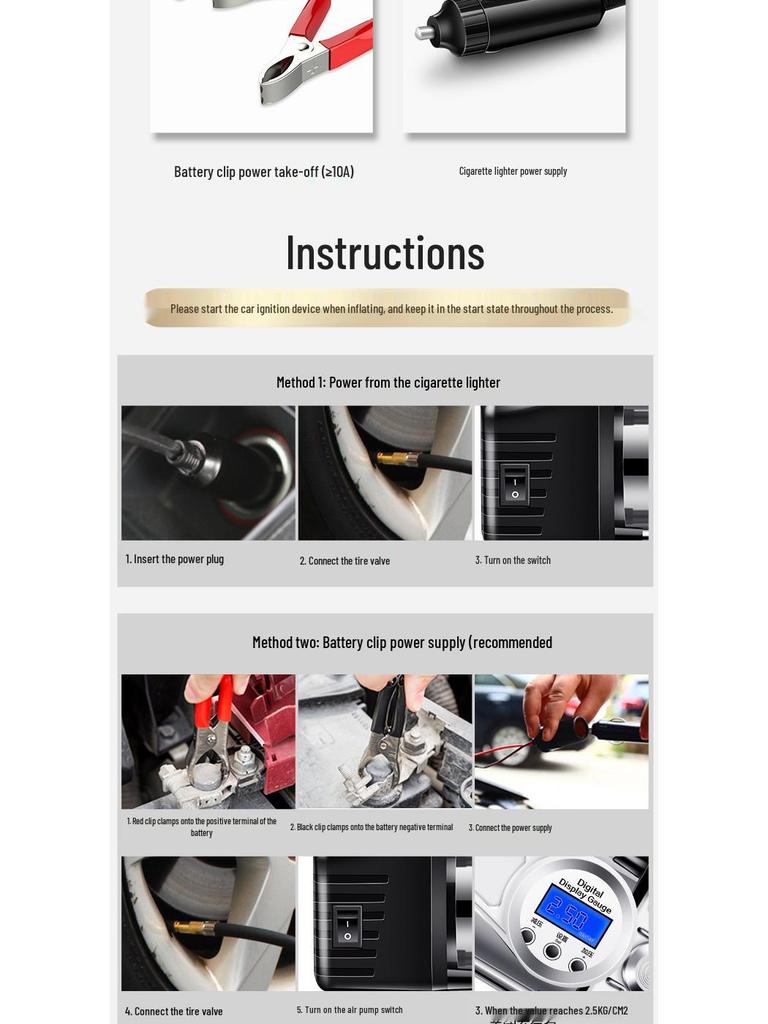 High-Power Dual Cylinder Portable Off-Road Car Tire Inflator