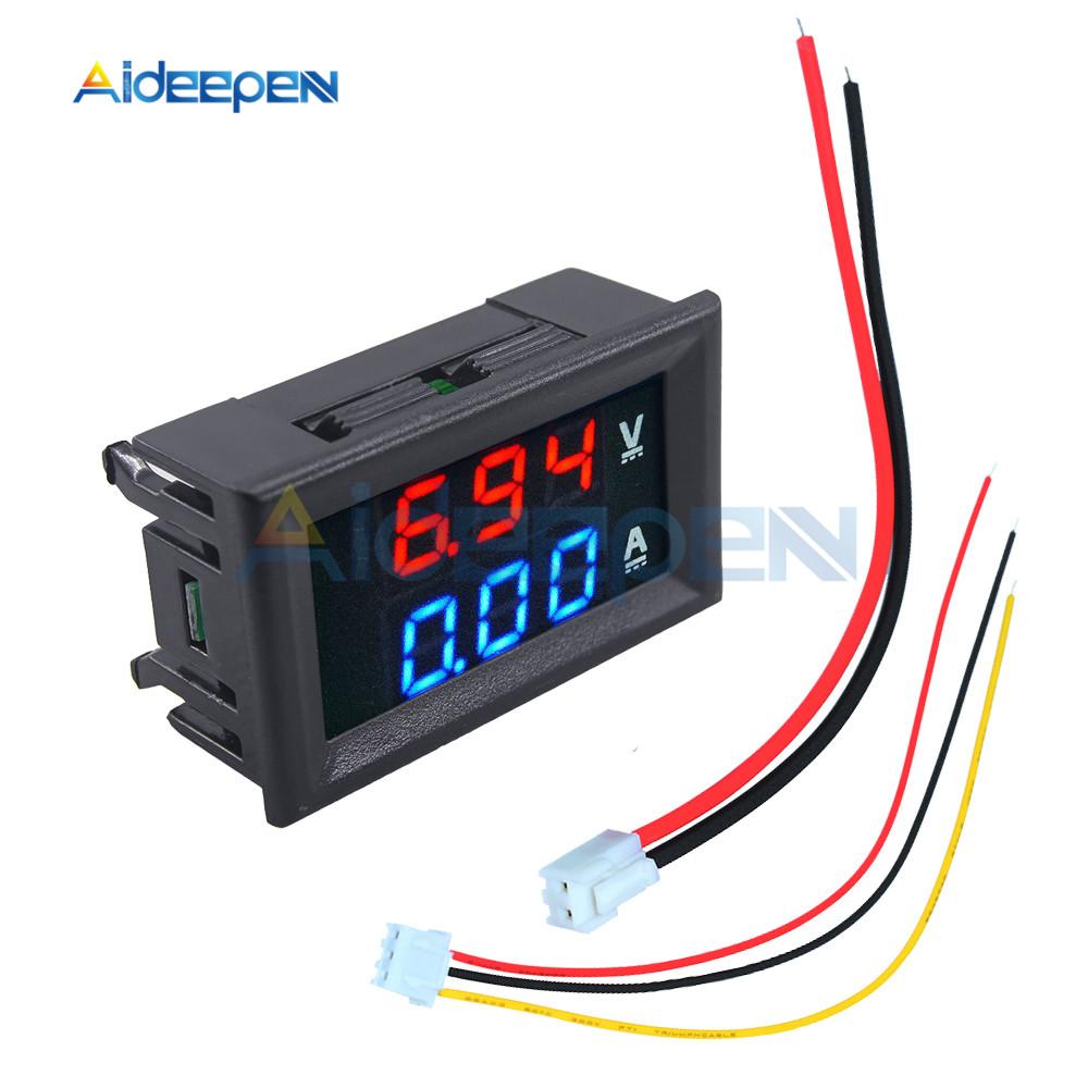 0.28" Mini Digital Voltmeter Ammeter DC 100V 10A 50A 100A Panel Amp Volt Voltage Current Meter Tester Dual LED Display 3 Bit