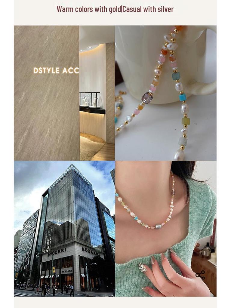 Colorful Summer Freshwater Pearl & Natural Stone Beaded Choker