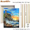 RUOPOTY Paint By Numbers Tower Landscape Wall Art Unique Gift Acrylic Home Decor Hand Painted Coloring Seaside For Living Room