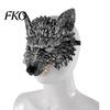 Golden Wolf Mask 3D Head Mask, High Elastic Lightweight Comfortable Werewolf Flexible Cushioning Costume with Adjustable Strap for