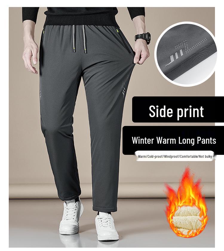 Men's Winter Fleece-Lined Cotton Pants: Cold-Proof, Windproof, Waterproof, Plus Size, Lamb's Wool Thickened for Warmth