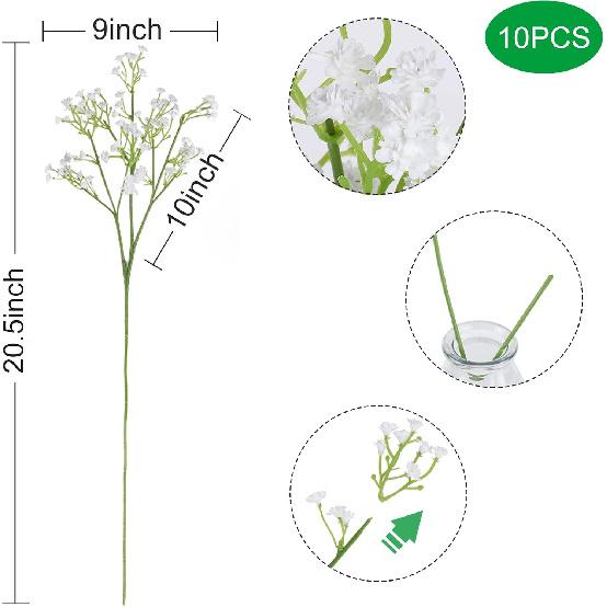 DEEMEI 18pcs Babys Breath Artificial Flowers Fake Eucalyptus Leaves Flowers Bouquet Artificial White Gypsophila Bouquets Real Touch Faux Flowers for