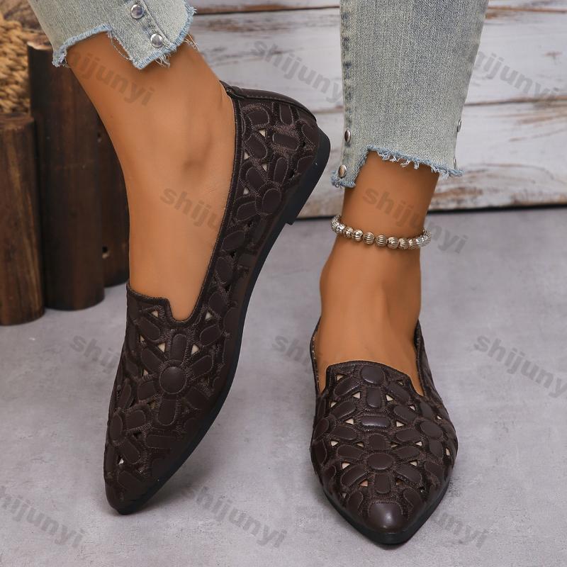 Women's Flats Casual Pointed Toe Single Shoes Female 2026 Spring Summer New Slip-on Flat Breathable Shallow Shoes Zapatos Mujer