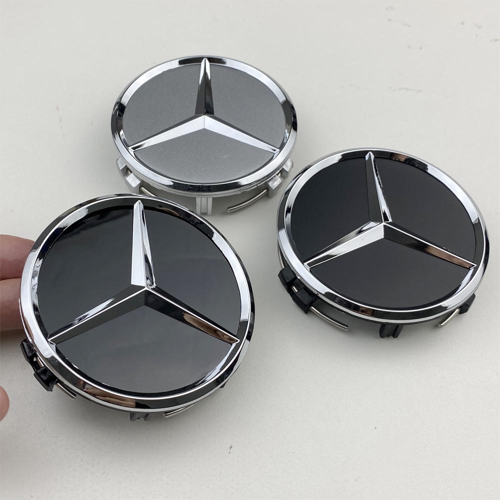 For Mercedes Benz amg 75mm 4pcs Black Silver Car Wheel Center Hub Cap Badge Cover For Mercedes Benz AMG W205 W204 GLC GLK Auto Refit Accessories