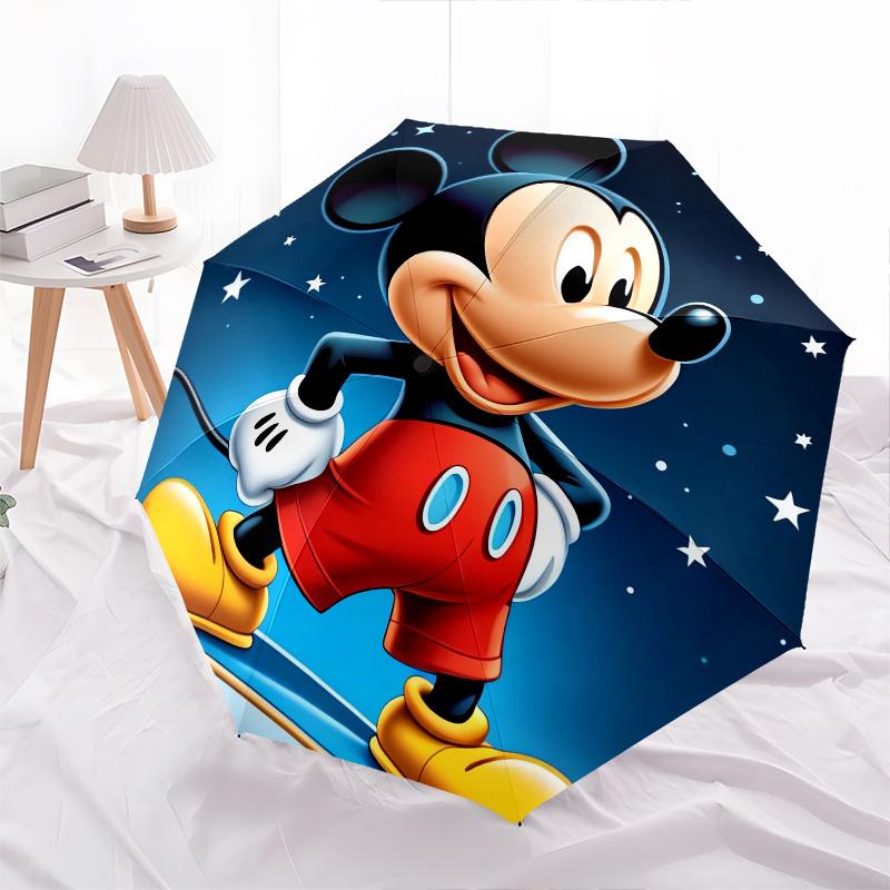 Mickey Mouse,Skateboarding Themed Automatic Opening and Closing Folding Umbrella, Reinforced 8 Ribs, Compact Travel Design, Fashionable Fold