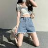 Casual Wide Leg Denim Shorts for Women Summer High Waisted Everything for Small Men with Thin Raw Edge A-line