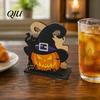 Festive Table Decor Halloween Wooden Napkin Holder, Ghost Pumpkin Decorative Tabletop Tissue Dispenser, Dining Centerpiece Paper Storage Organizer for