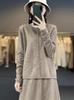 Women's 3D Embroidered Floral Wool Cardigan with Round Neck - Early Autumn Design