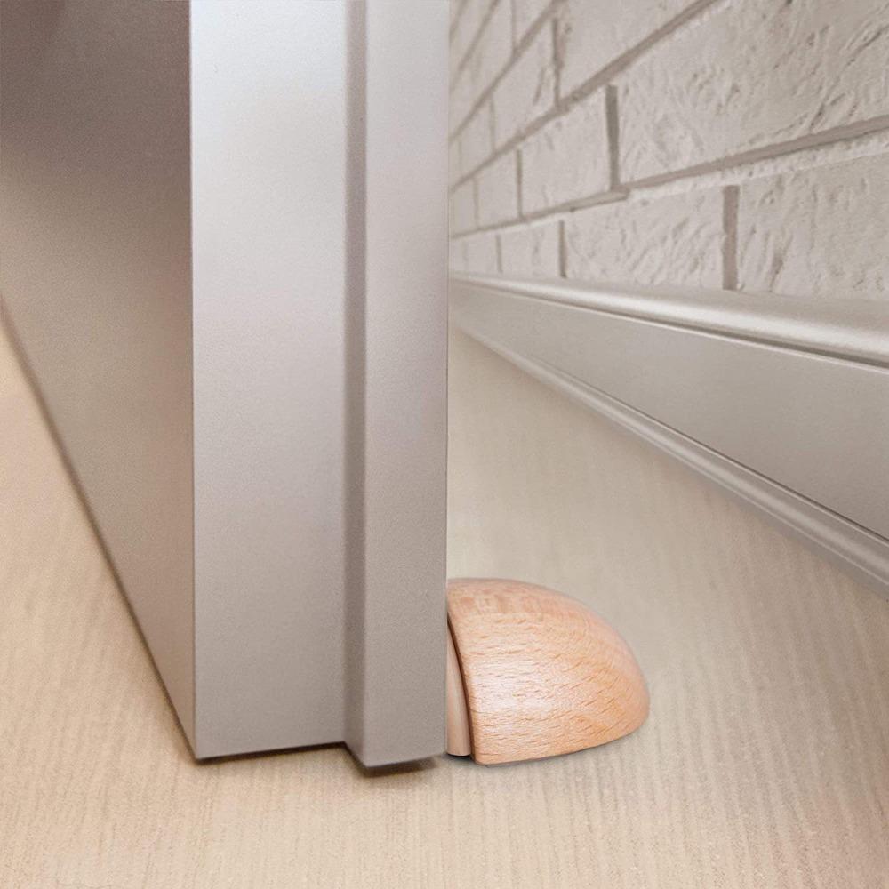 Solid Wooden Door Stopper Punch-free Doorstop New Door Blocking Device