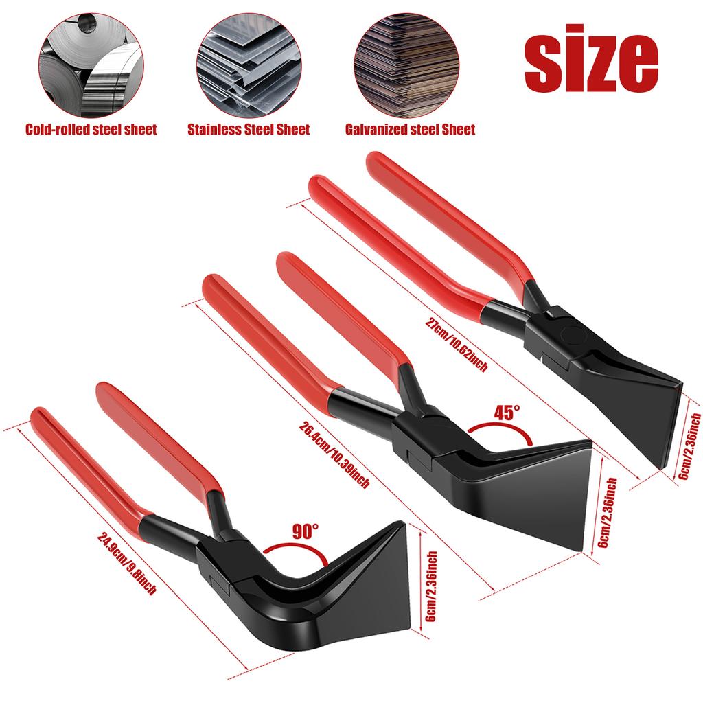 Zaginarki ręczne do blachy metalowej stalowej Wytrzymałe szczypce do gięcia i prostowania metalu Zestaw narzędzi do blachy prosty/45°/90°