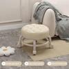 Low Height Rolling Stool with 360 Degrees Wheels Faux Leather Sponge Filled Cushion Modern Home
