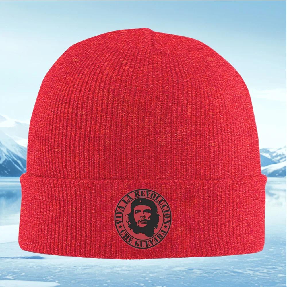 Portrait Che Guevara Revolution Slogan Unisex Women Unisex Knitted Hat Beanie Pullover Cap Winter Thermal Warm Christmas Outdoor Cy