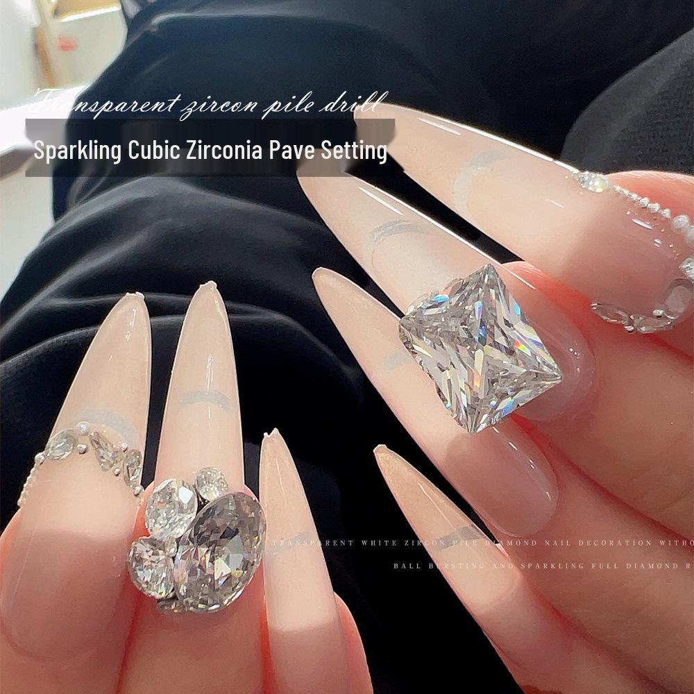 Zircon Rhinestone Nail Art – Blindingly Shiny, Handmade Long Right Angle Rhinestone Ball Pigeon Egg Decoration