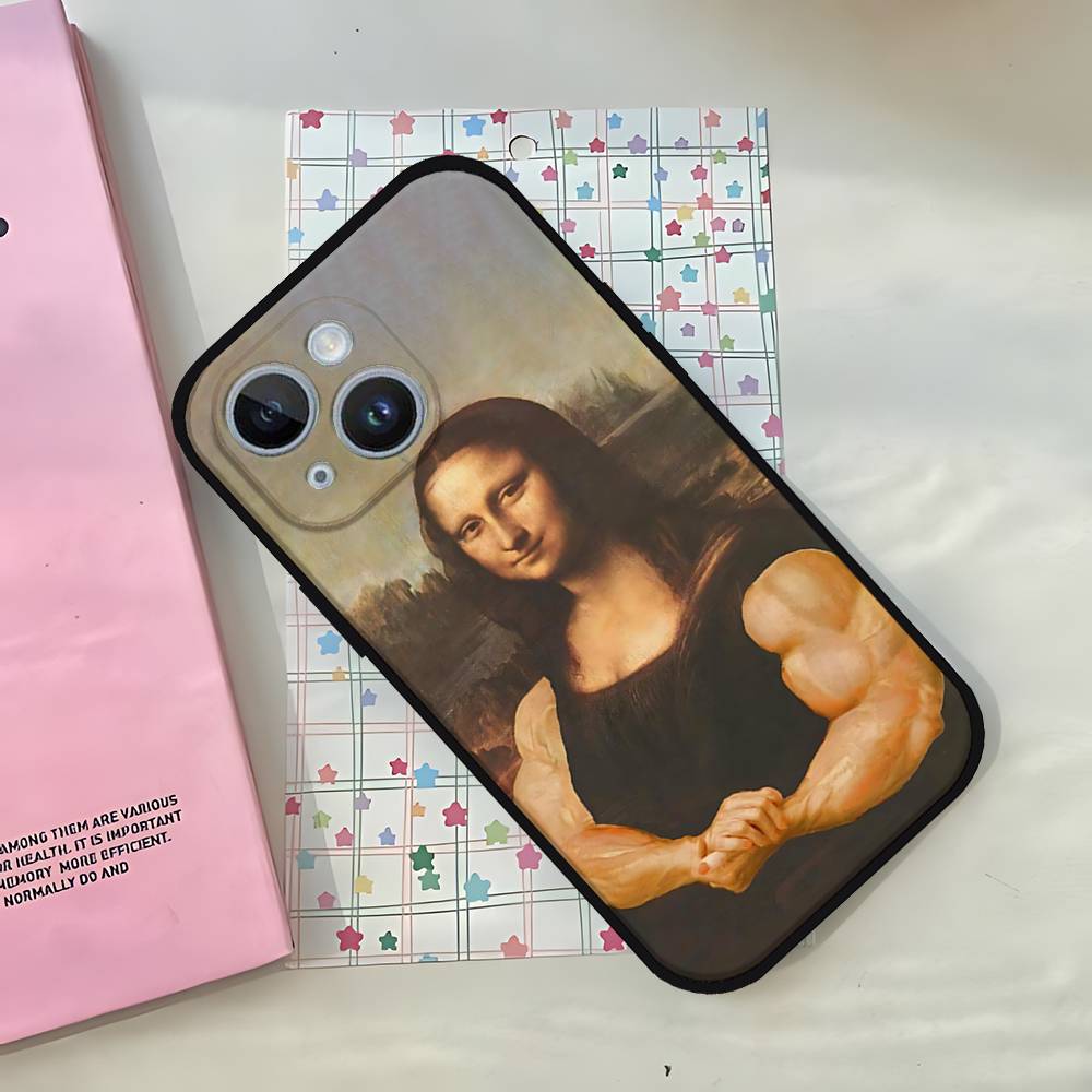 

Funny Mona Lisas Phone Case For IPhone 1716 15 14 13 Pro Max 11 12 Mini X Xs XR Black Silicone Cover iphone11ProMax