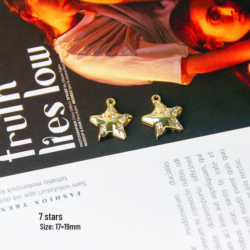 Fairy Gold Bow & Star Rose Flower Pendant for DIY Beading