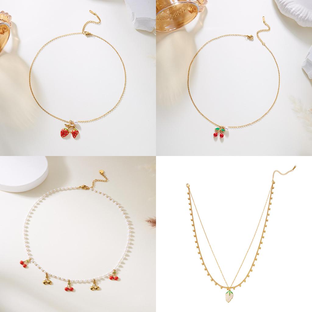 Fruitinspired Stainless Steel Necklace Collection With Multilayer Chains For Summer Fashion Accessories