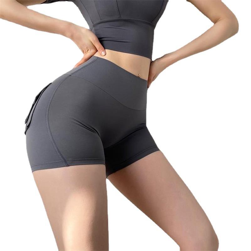Naked Three-point Pants, Sexy Yoga Pants, Women's High-waisted Peach Hip-lifting Sports Shorts, Fitness Pants.