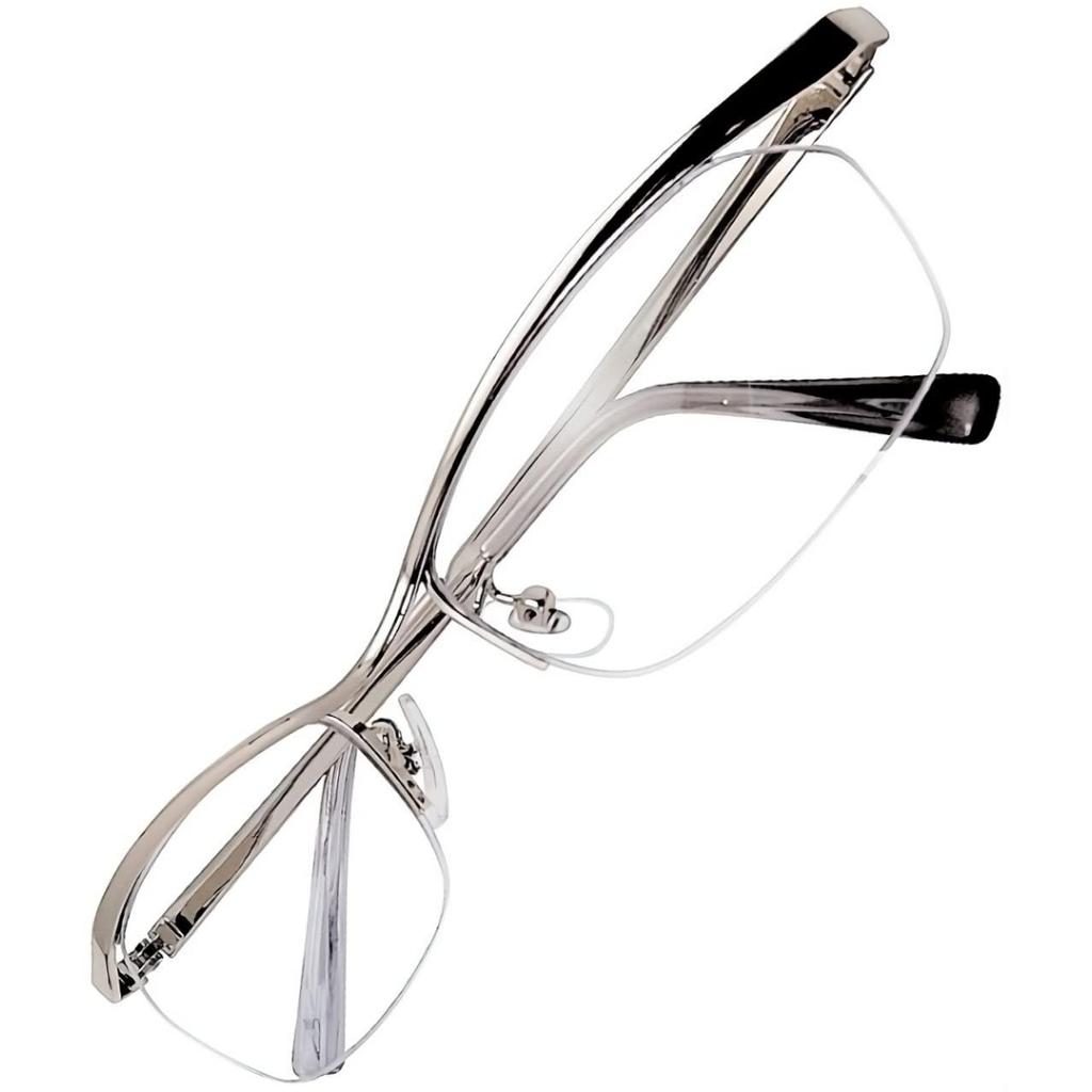 ZIGs Reading Glasses Sunglasses Men Women Intellectual UV400 UV Cut Image Change Casual Formal Business Clear Lenses Metal Half-rim Case (gldm00)