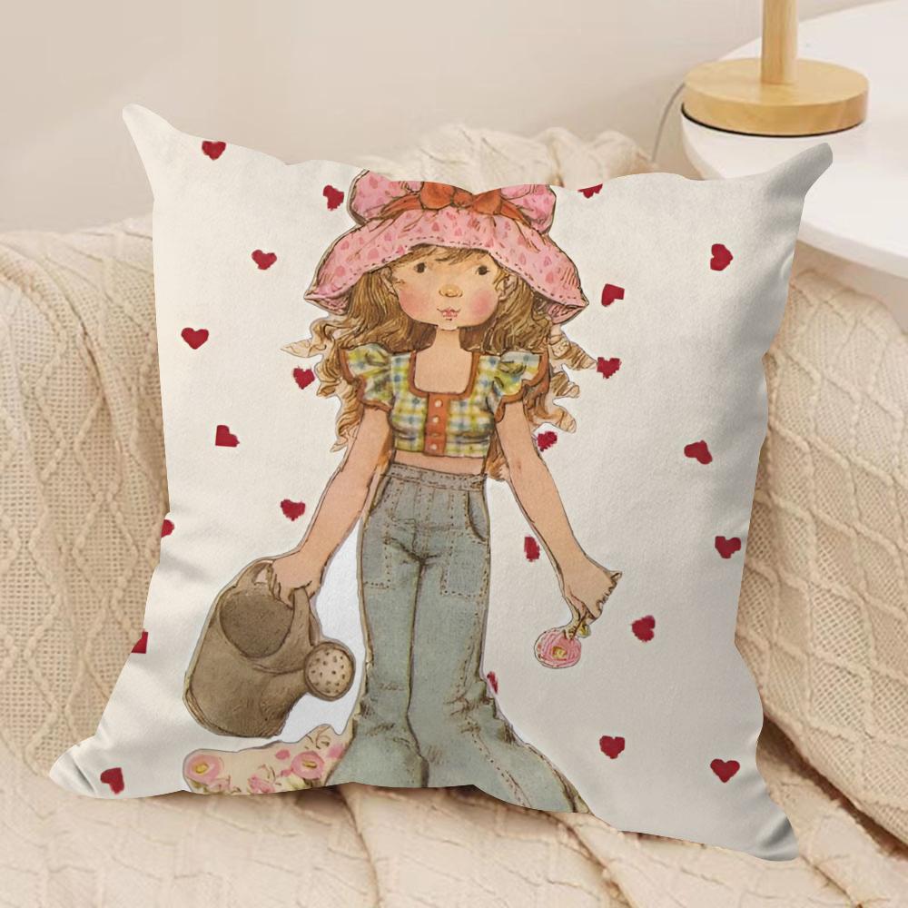 Sweet Anime S-sarah Kay Cushion Cover Silky Short Plush Double-Sided Printed Pillow Case for Sofa All Seasons Home Decor Gift