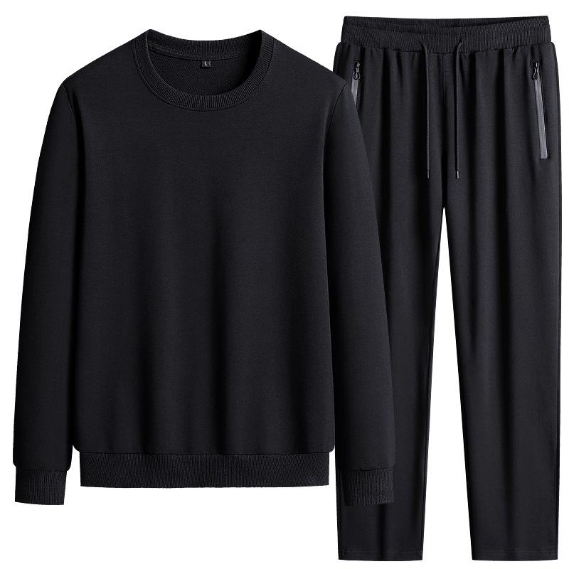 Autumn Large Size Casual Sports Suit Fashion Men's Long Sleeve Round Neck Loose Sweater Two Piece Set
