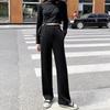 Women's Black High-Waisted Wide-Leg Pants - Spring & Autumn Casual Loose Fit