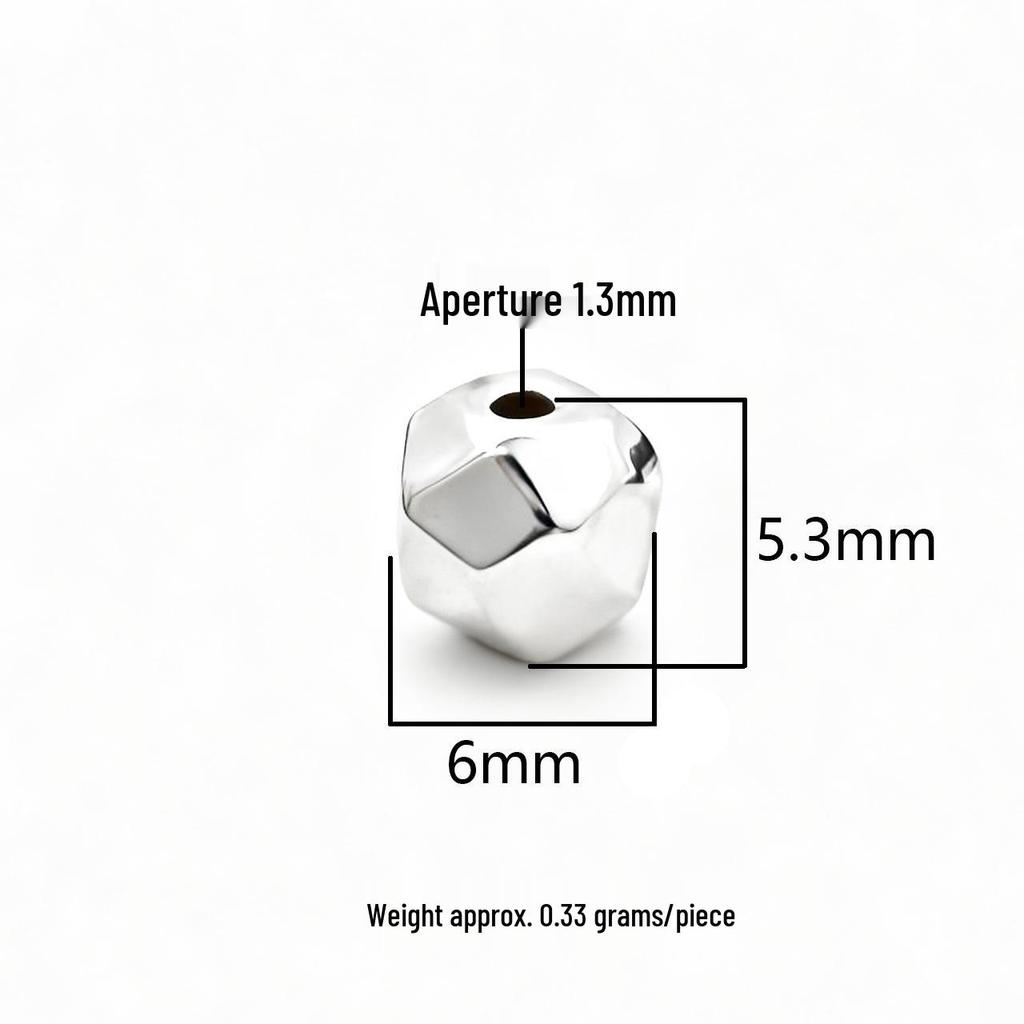 S925 Sterling Silver Faceted Diamond-Shaped Spacer Beads for DIY Jewelry and Handwoven Accessories