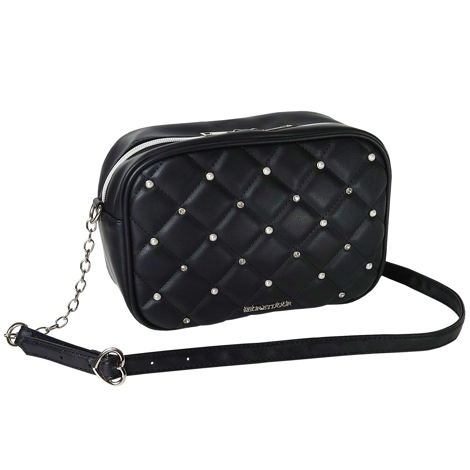

Женская стеганая сумка через плечо Crossmarberry, Стильная, Crossbody, С бусинами, Черная, Маленькая, Милая, Массовое производство, Харадзюку, Стиль Лолита, Темная и милая, R77
