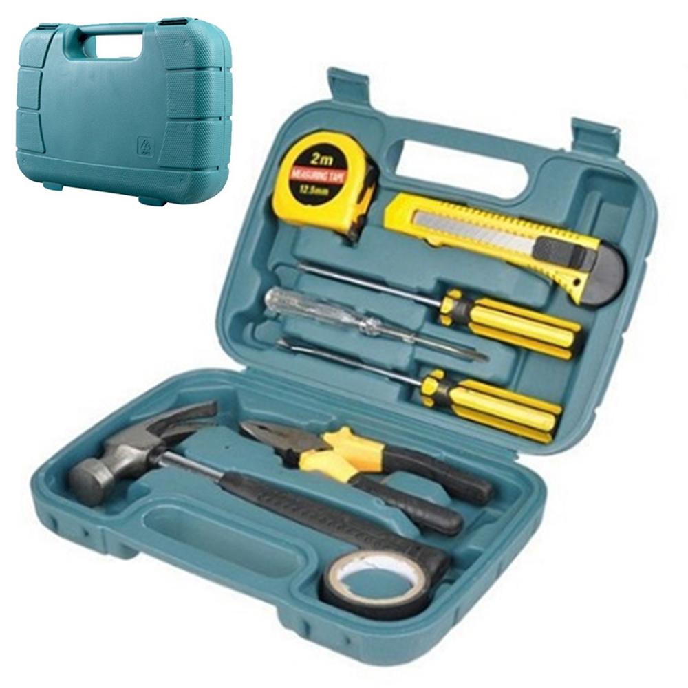 9Pcs/Set Utility Knife Measuring Tape Wire Cutter Screwdriver Car Home Repair Tool Box